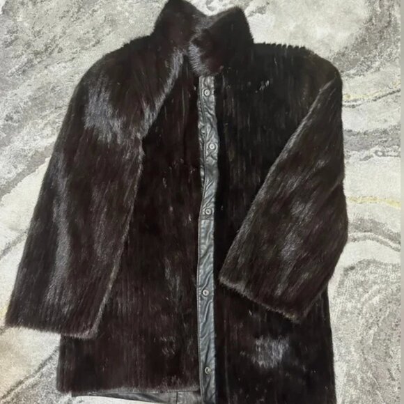 Vintage Women's Mink Fur Jacket Size M/L Elegant Dark Brown Mink Jacket - Picture 2 of 14